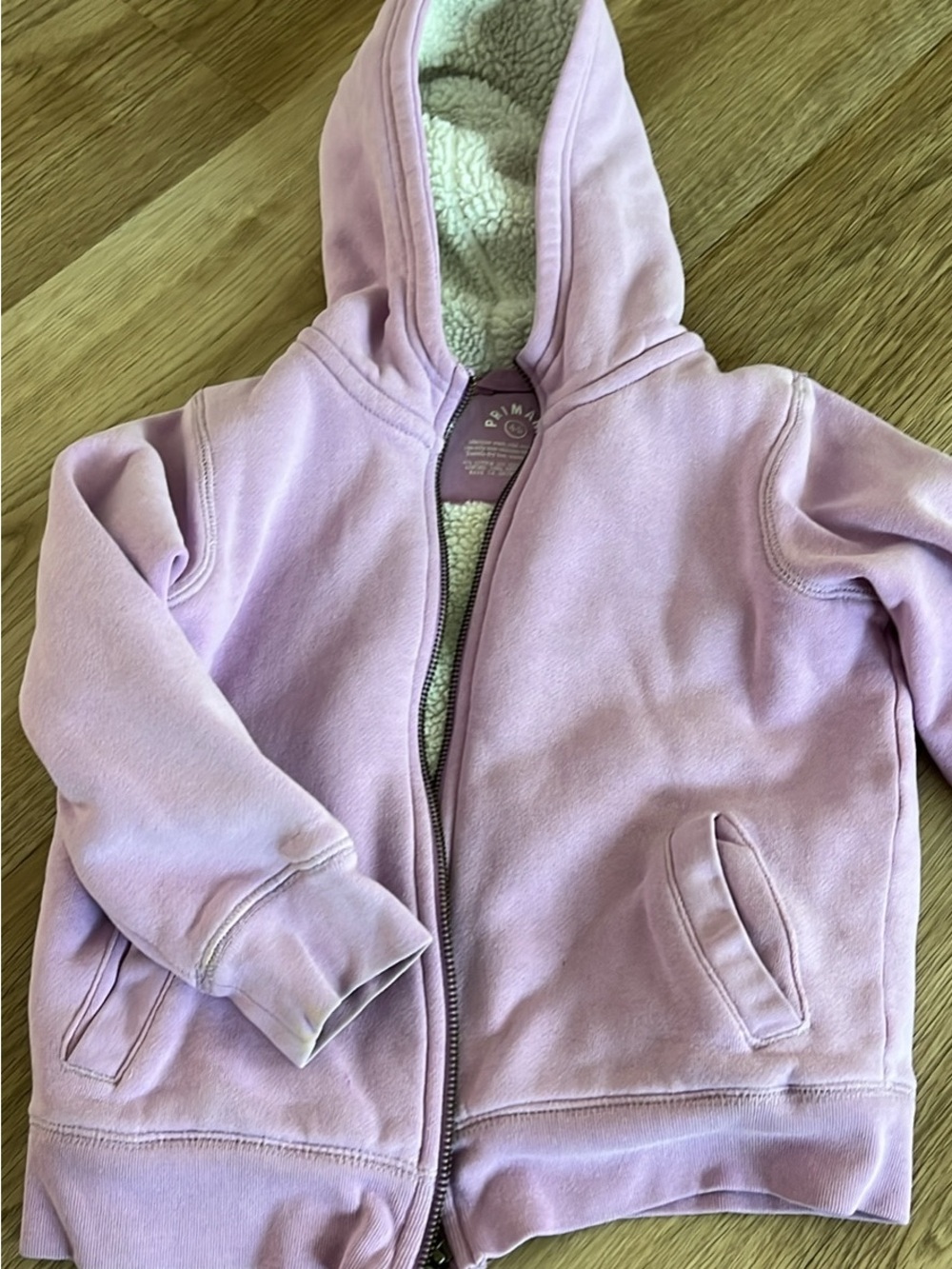 Primary Lilac Zip-Up Hoodie with Cream Sherpa Lining